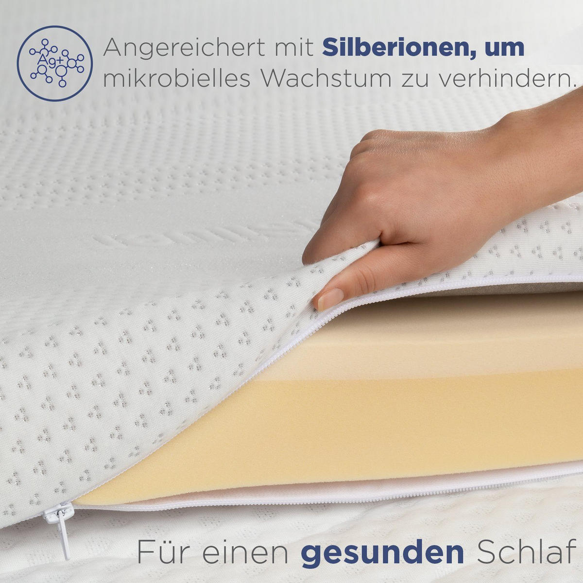 MATRATZENAUFLAGE MEMOSILVER weiß 90x200 cm - Weiß, Kunststoff - Vitapur