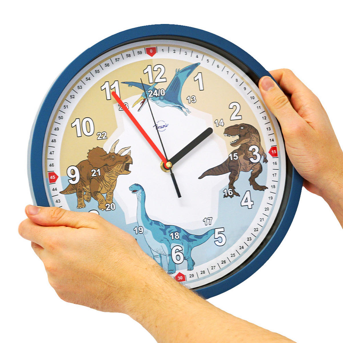 KINDERWANDUHR DINO, bruchsichere Wanduhr - Blau, Kunststoff (3.8/29/29cm) - Bruni