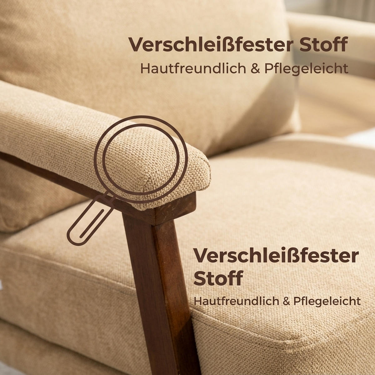 SCHAUKELSTUHL Hellbraun Samt - Hellbraun, Textil (73/80/83cm) - Oxeza