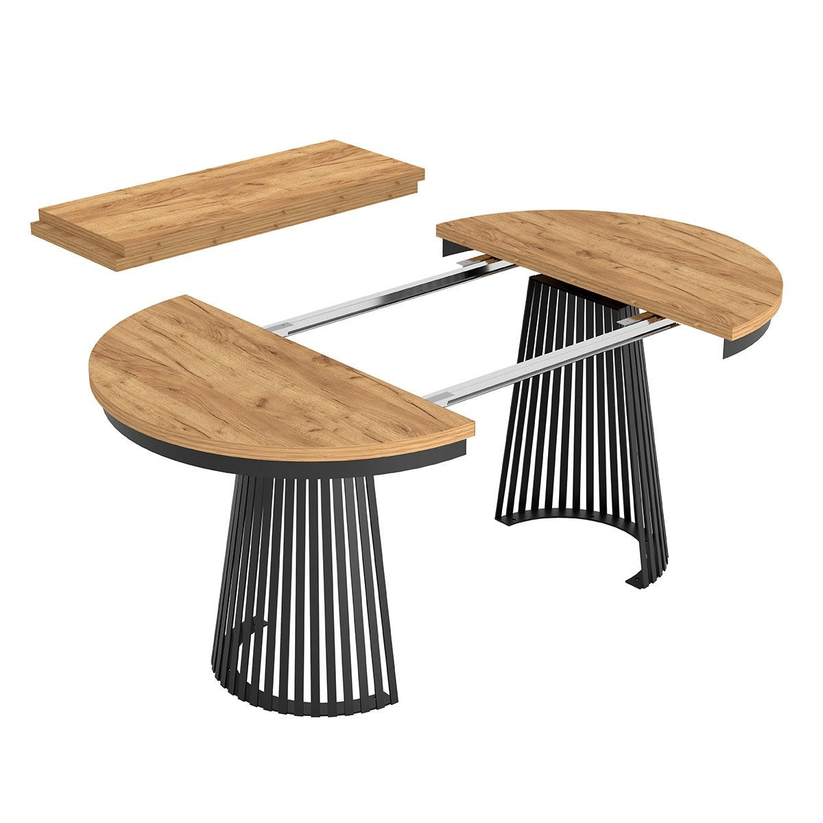 ESSTISCH TRAVIS Ausziehbar 100 - 180 / 100 x 76,6 cm - Schwarz/Naturfarben, Holz (100/100/76.6cm) - MASSENO