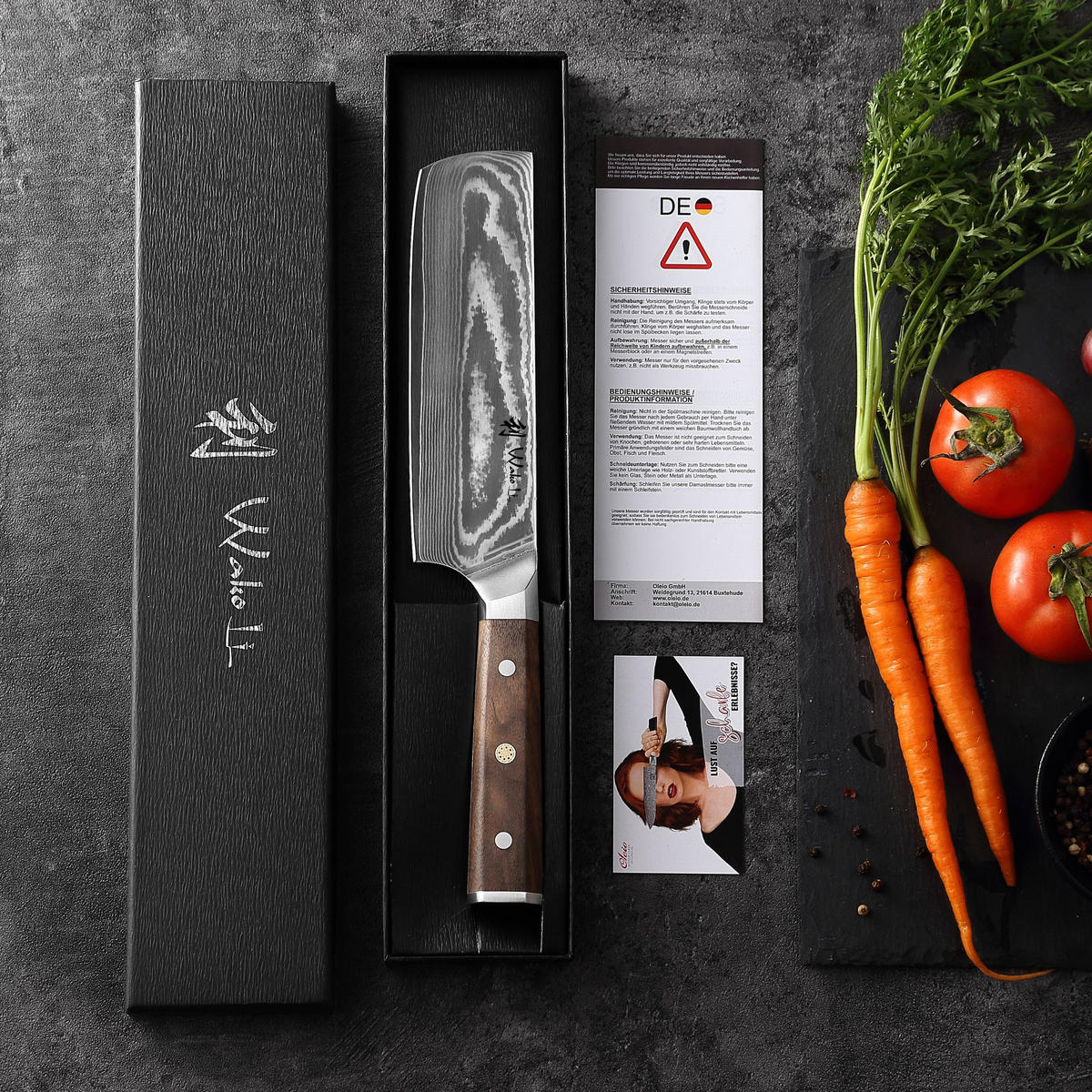 NAKIRIMESSER 18 cm - Nussbaumfarben, Holz/Metall (31cm) - Wakoli