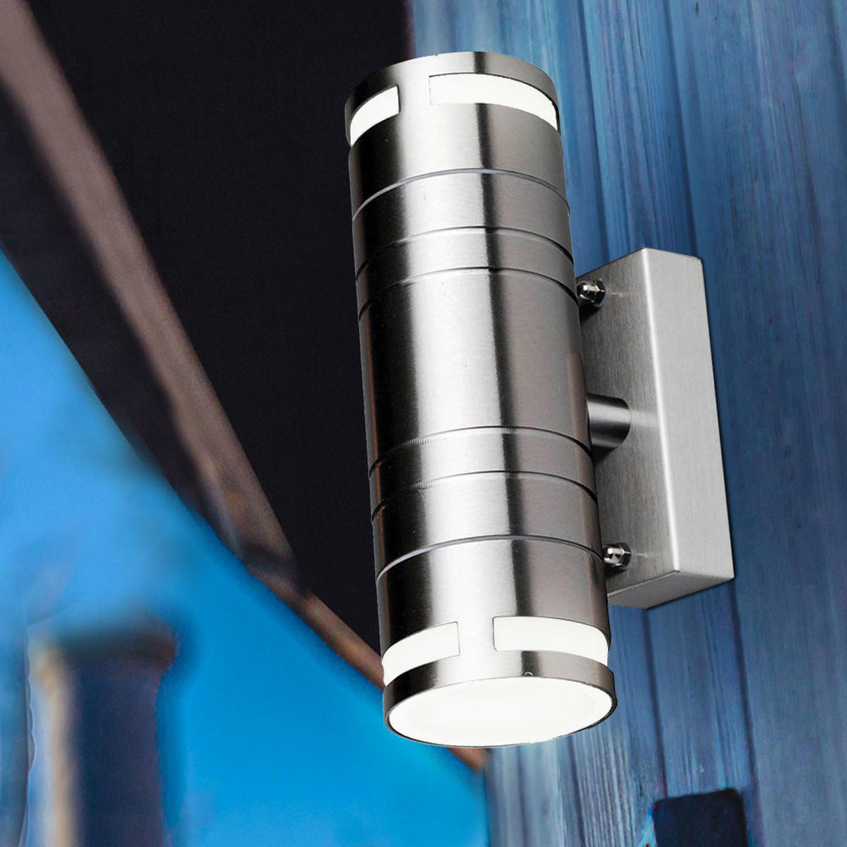 LED AUSSEN-WANDLEUCHTE Edelstahl Silber Up & Down - Silberfarben, Glas (6/17.8/11cm)