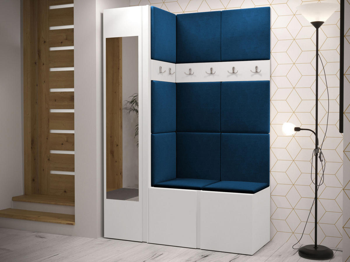 GARDEROBEN-SET Orion X - Blau/Weiß, Holzwerkstoff/Kunststoff (124/186/46cm) - MIRJAN24