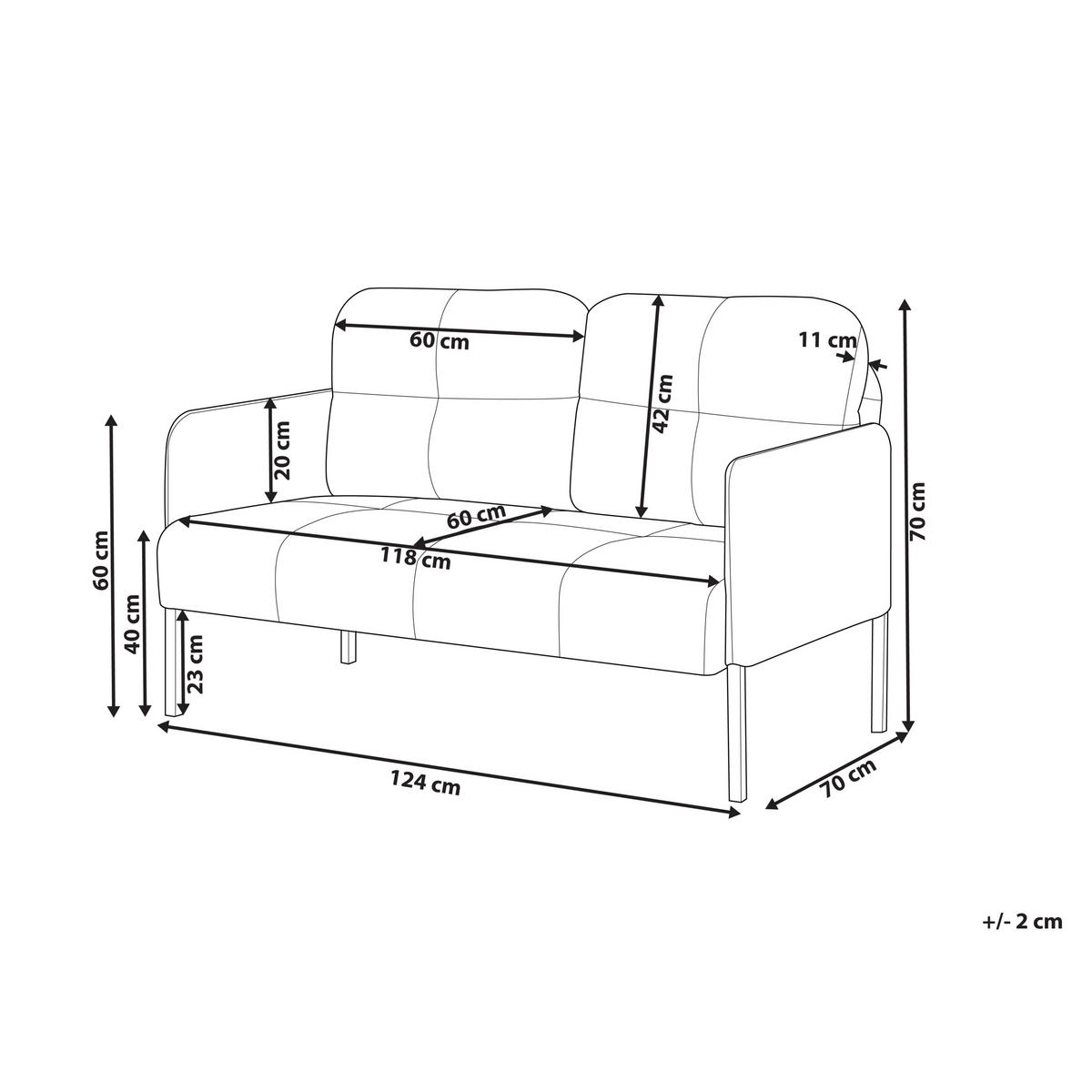 2-SITZER-SOFA hellbraun Lahti - Schwarz/Braun, Textil (124/70/70cm) - Beliani