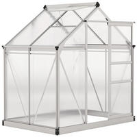 GEWÄCHSHAUS Aluminiumlegierung Polycarbonat Silber - Silberfarben, Metall (132/201/190cm) - Outsunny