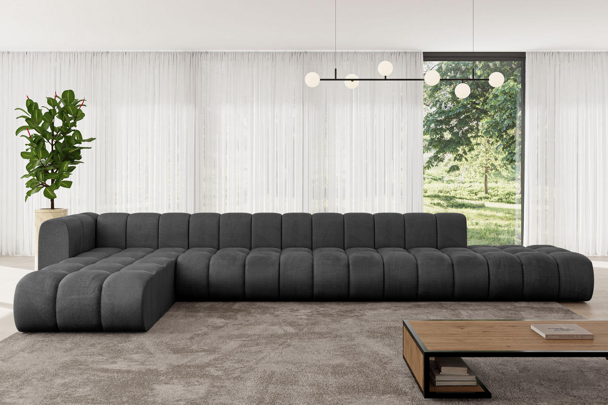 ECKSOFA modulares Sofa Zuvon-L3 - 478x177x70 cm Schwarz - Schwarz, Holzwerkstoff/Textil (478/177cm) - ALTDECOR
