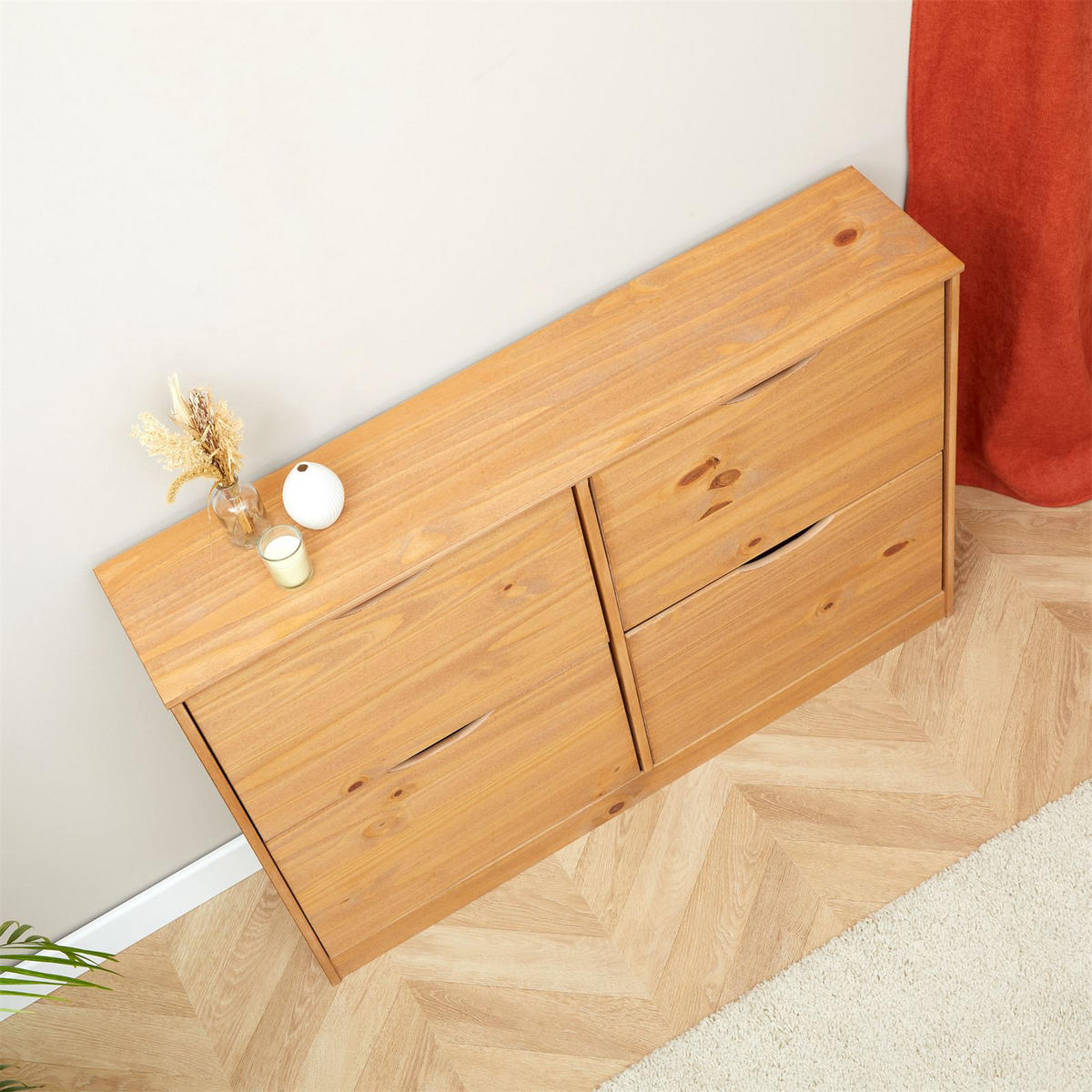 SCHUHSCHRANK BASIL - Honig, Holz (115/79/25cm) - IDIMEX