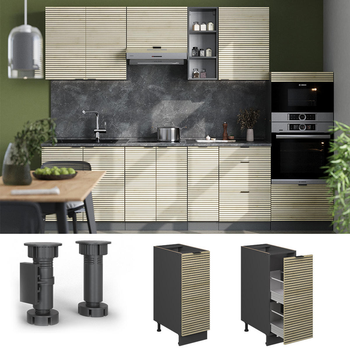 APOTHEKERSCHRANK Fame-Line Eiche Paneel 30 cm , AP Eiche - Hellbraun/Eichefarben, Holzwerkstoff (30/82/60cm) - Vicco