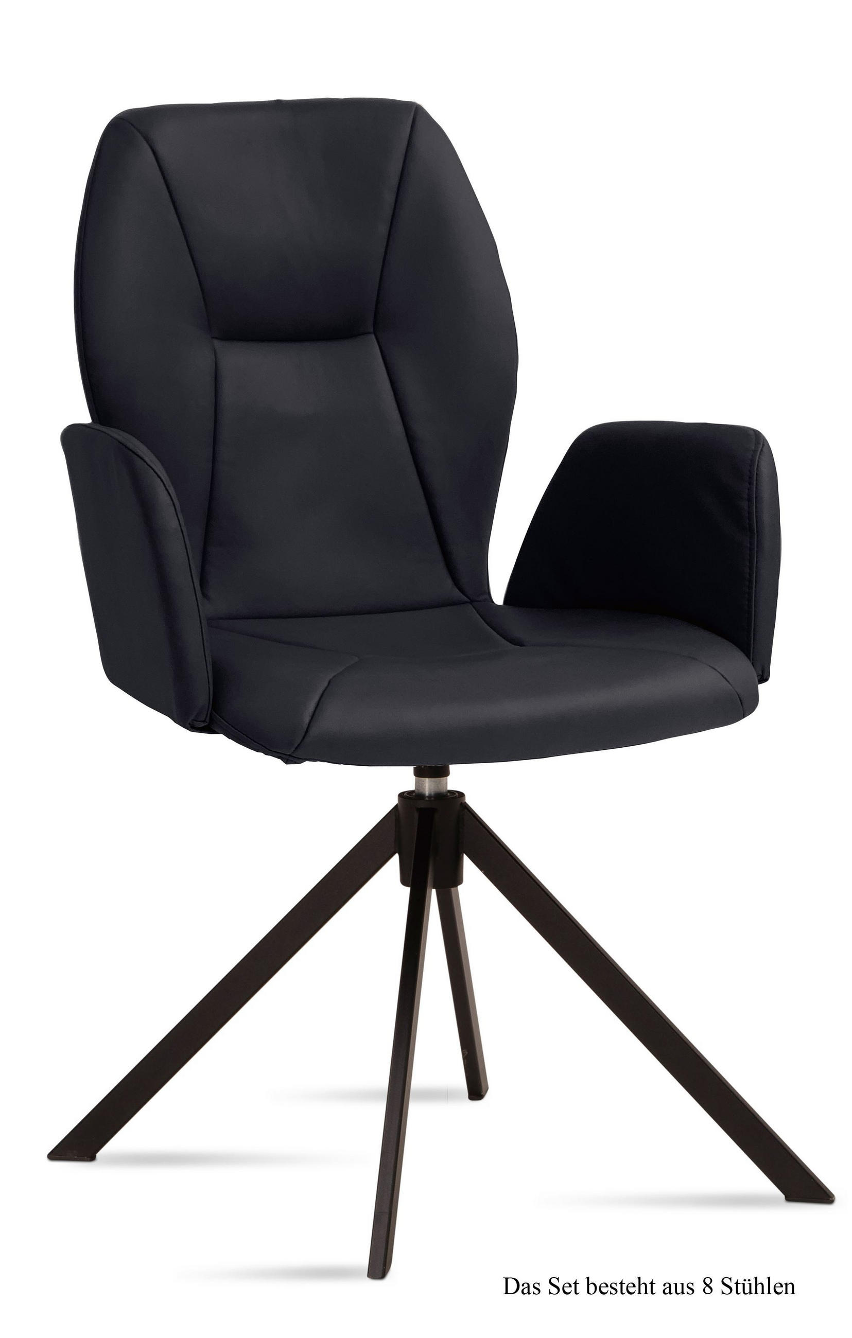 ARMLEHNSTUHL drehbar (8er-Set) Deonne 58x92x60 Schwarz/Anthrazit - Anthrazit/Schwarz, Kunststoff (60/92/58cm) - 58aufmkessel