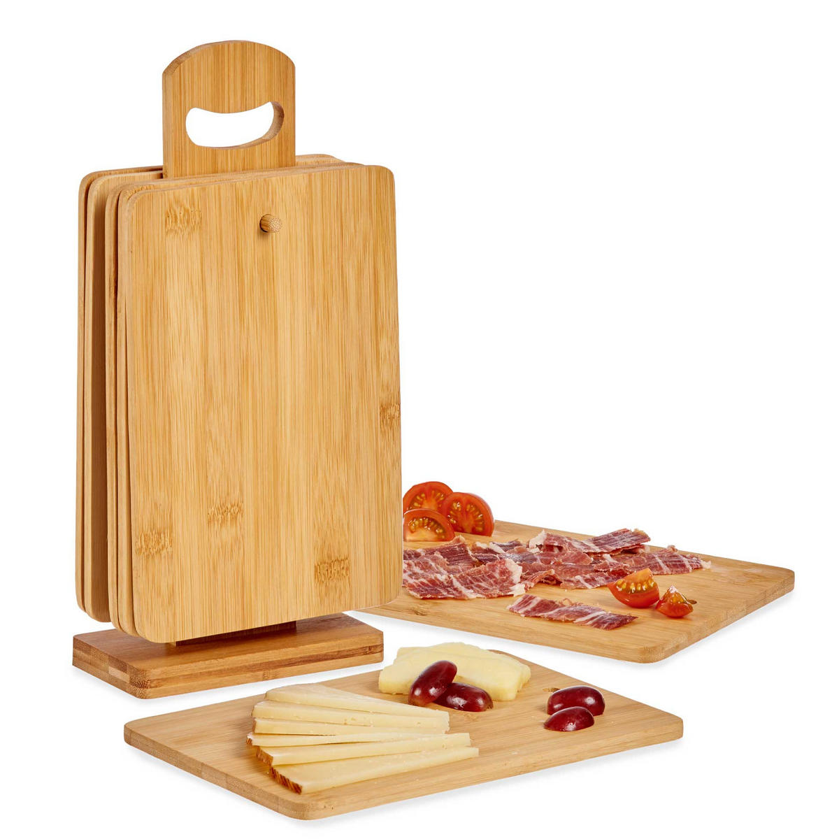 SCHNEIDEBRETTER Bambus 6er-Set mit Ständer - Braun, Naturmaterialien (14/31cm) - Kinvara