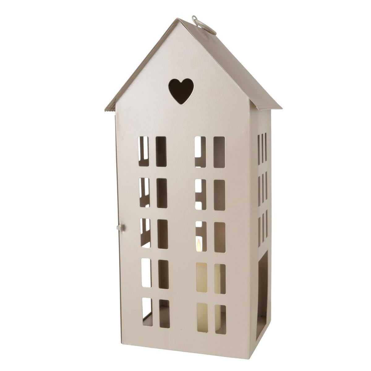 DEKOLATERNE in Hausform Alamo - Beige, Metall (13/35/17cm) - Boltze Home