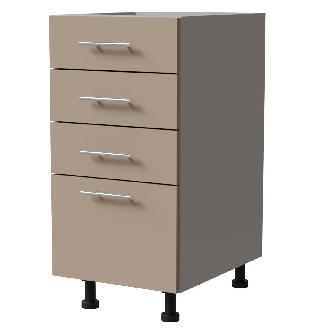 SCHUBLADENUNTERSCHRANK Brerra D4R/40 Korpus grau / Front RAL 1019 graubeige Matt 40 / 50 / 82 cm - Graubraun/Grau, Holz/Holzwerkstoff (40/82/50cm) - Feldmann-Wohnen