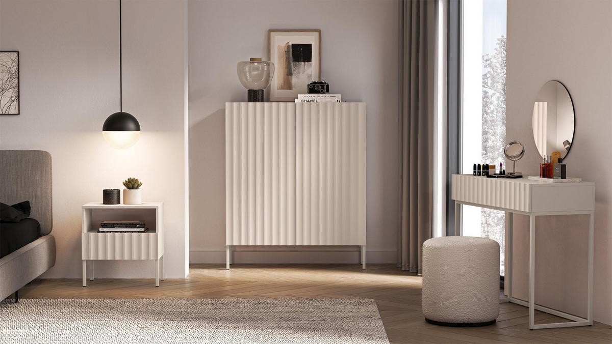 NACHTTISCH Derriva Hellbeige 50 cm - Ecru/Beige, Holzwerkstoff/Metall (50/53/35.2cm) - Selsey