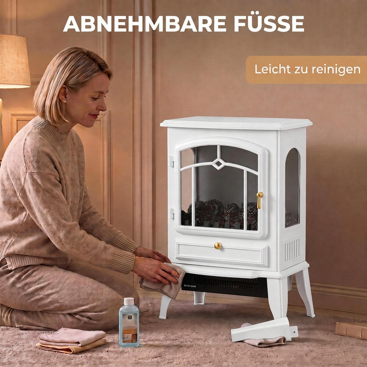 ELEKTRISCHER-KAMIN Verzinktes Stahlblech ABS Weiß - Weiß, Kunststoff/Metall (24/57/39cm) - HOMCOM