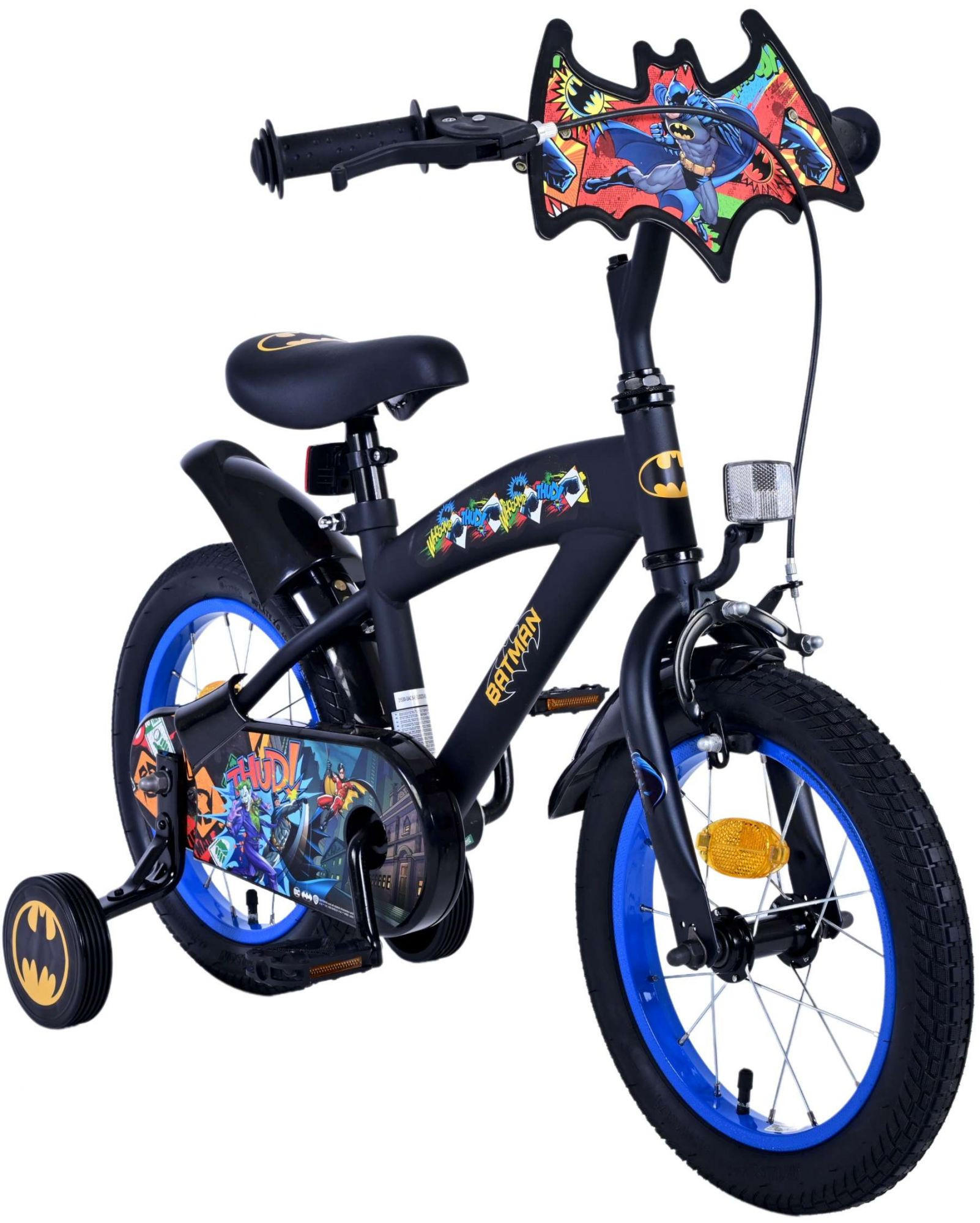KINDERFAHRRAD DC Batman - Jungen - 14 Zoll - Rücktritt + Handbremse - Schwarz - Schwarz, Metall (44cm) - TPFSports