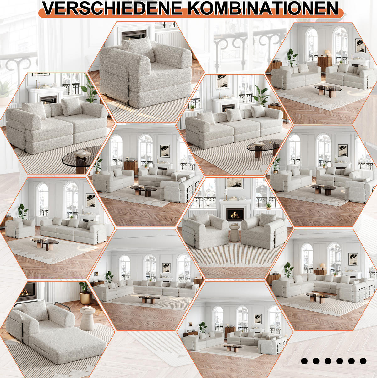 SCHLAFSOFA 2-in-1, Chenille mit Armlehnen-Ablagefach & Stahlrahmen, 183,8/181,6/49,5 cm, Beige - Beige, Textil (183.8/49.5/181.6cm) - Redom