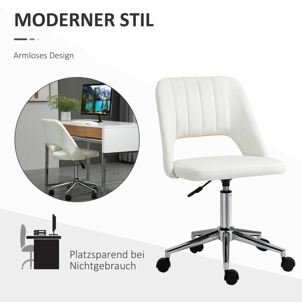 DREHSTUHL höhenverstellbar Beige Polyester - Beige, Kunststoff (60/91/49cm) - Meubliv