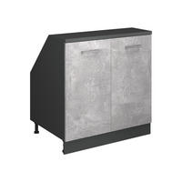 KUHINJSKI ORMAR ZA KOSINE KROVA R-Line Beton 80 cm s 2 vrata, korpus ormara dubine 60 cm - siva/antracit, drvni materijal (80/83.8/60cm) - Vicco