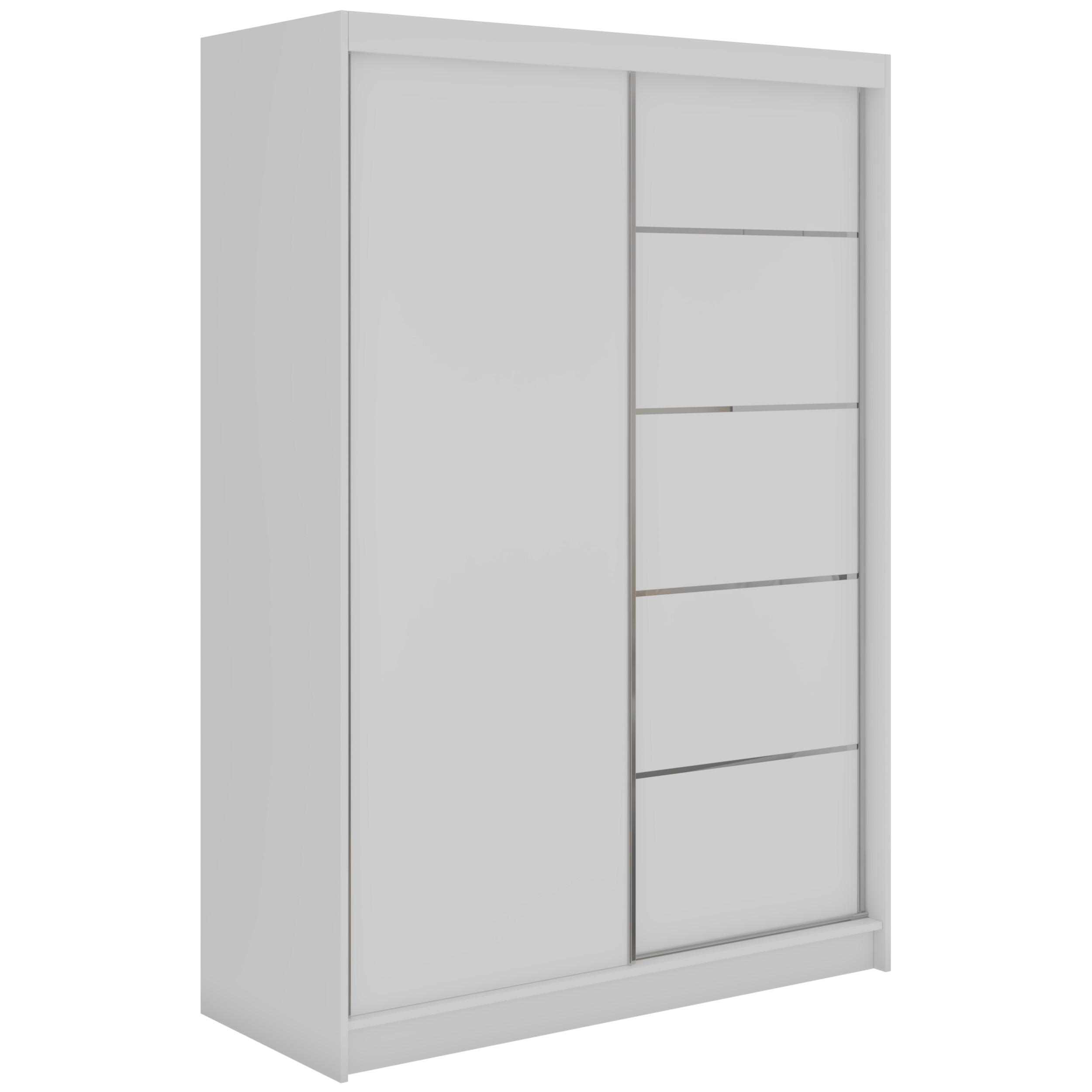 SCHWEBETÜRENSCHRANK 150 - MACEDONIA - Weiß - Alufarben/Weiß, Holzwerkstoff/Metall (150/216/61cm) - MKS