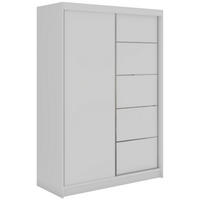 SCHWEBETÜRENSCHRANK 150 - MACEDONIA - Weiß - Alufarben/Weiß, Holzwerkstoff/Metall (150/216/61cm) - MKS