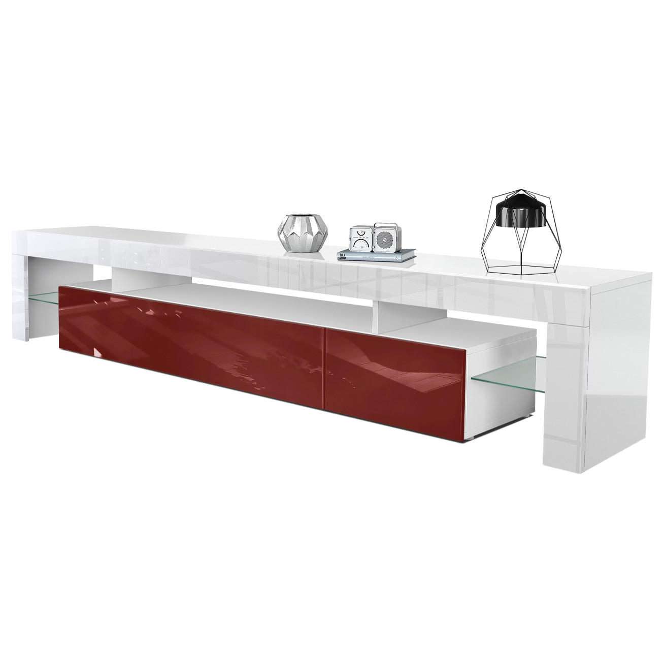 LOWBOARD Lima Front in Bordeaux Hochglanz - Bordeaux, Holzwerkstoff (189/35/38cm) - Vladon