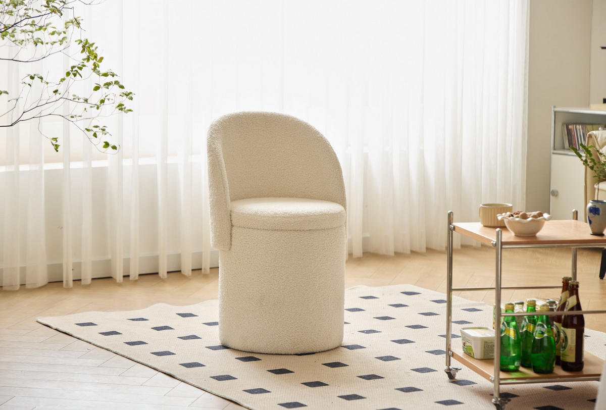 POUF Wolle Weiß - Weiß, Textil (46/78/43cm) - Nordlys