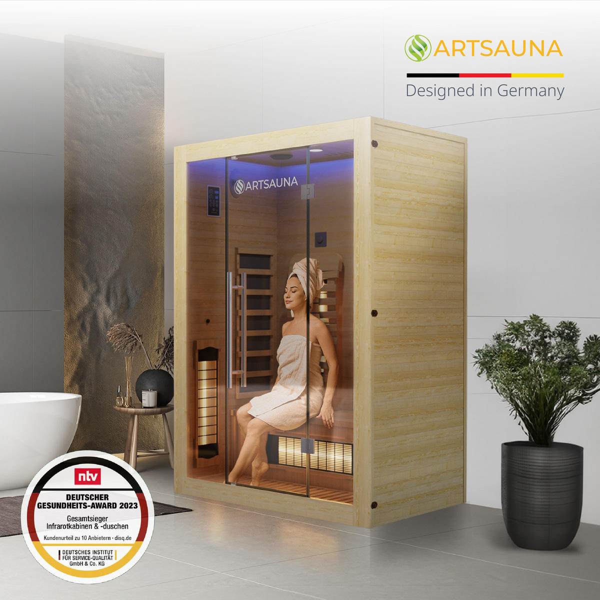 INFRAROTKABINE Kiruna130 Premium mit Dual Technologie - Naturfarben, Holz (130/190/105cm) - Artsauna