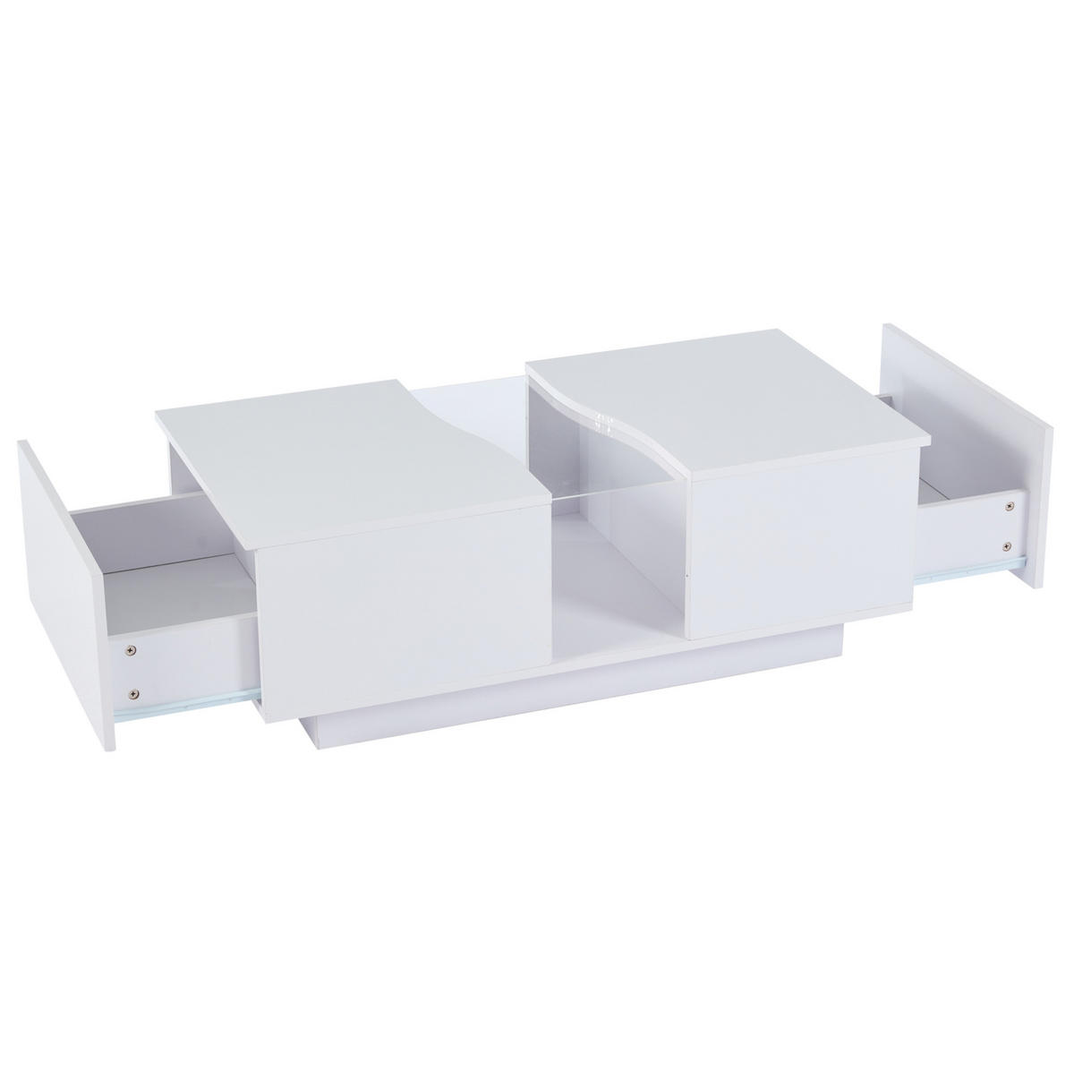 COUCHTISCH mit LED 100 x 50 x 35 cm MDF Weiß Hochglanz - Weiß, Wellpappe (100/50/35cm) - Meubliv