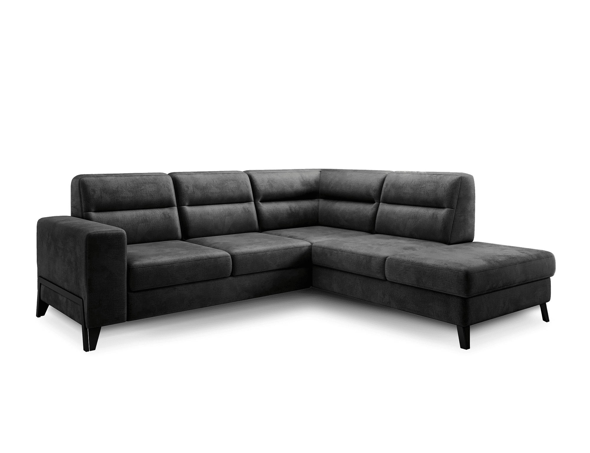 ECKSOFA mit Schlaffunktion & Bettkasten, luxus Nube-Stoff - Dunkelgrau/Schwarz, Textil/Metall (237/277cm) - Eltap