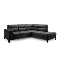 ECKSOFA mit Schlaffunktion & Bettkasten, luxus Nube-Stoff - Dunkelgrau/Schwarz, Textil/Metall (237/277cm) - Eltap