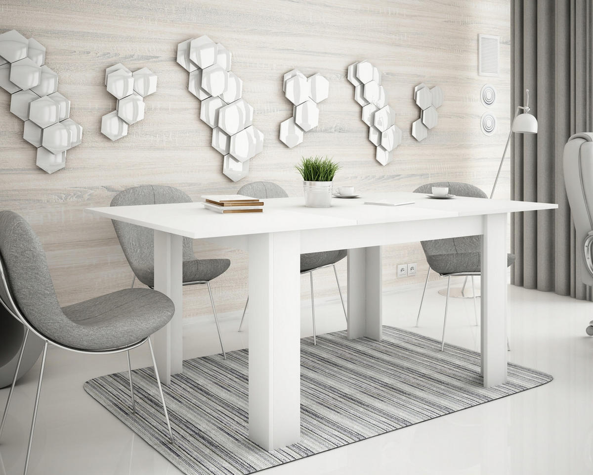 TISCH Kongo EXT Weiß 120-170/80/75 cm - Weiß, Holzwerkstoff (80/120/75cm) - Matkam Möbel