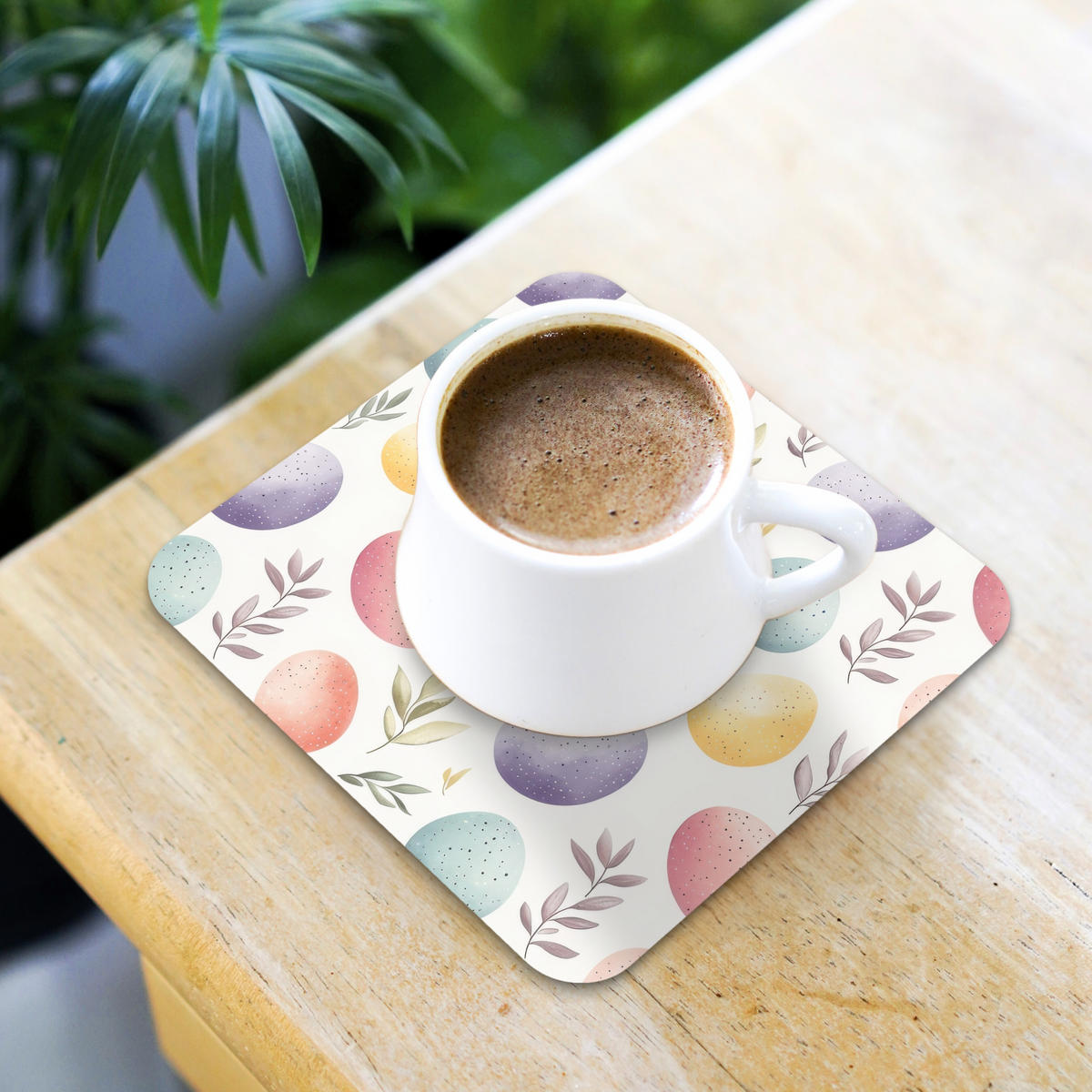 GLASUNTERSETZER 6er-Set Eier - Bunt - Muster 10x10 cm - Weiß, Naturmaterialien (10/0.2cm) - MuchoWow