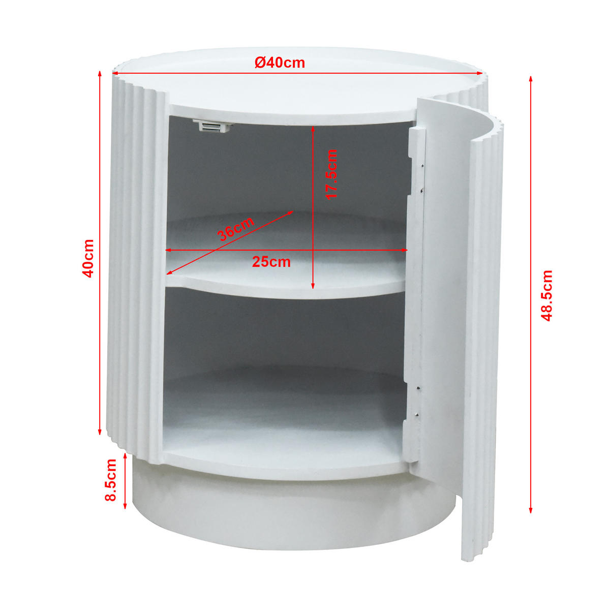 ODKLÁDACÍ STOLEK Rill - bílá, kompozitní dřevo (40/40/48.5cm) - [en.casa]