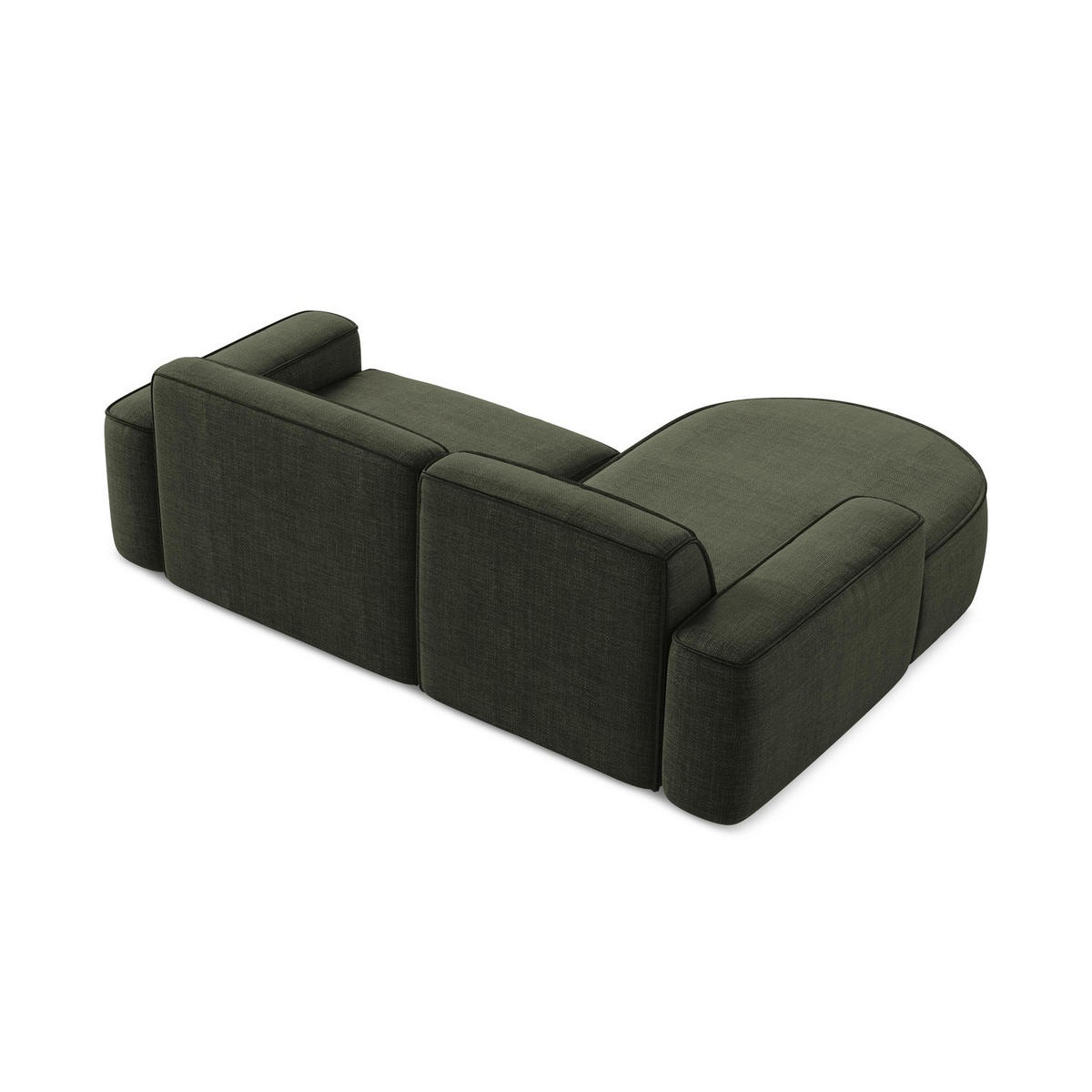 ECKSOFA Links Strukturstoff Grün - Schwarz/Olivgrün, Holzwerkstoff/Kunststoff (224/166cm) - LaMiaSofa