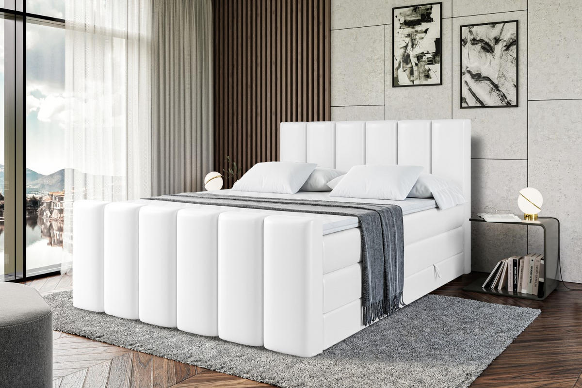 BOXSPRINGBETT BOXI1-Z KING - 160x200 - H3/H4 - Weiß Hochglanz - Weiß Hochglanz, Holzwerkstoff (160/200cm) - ALTDECOR