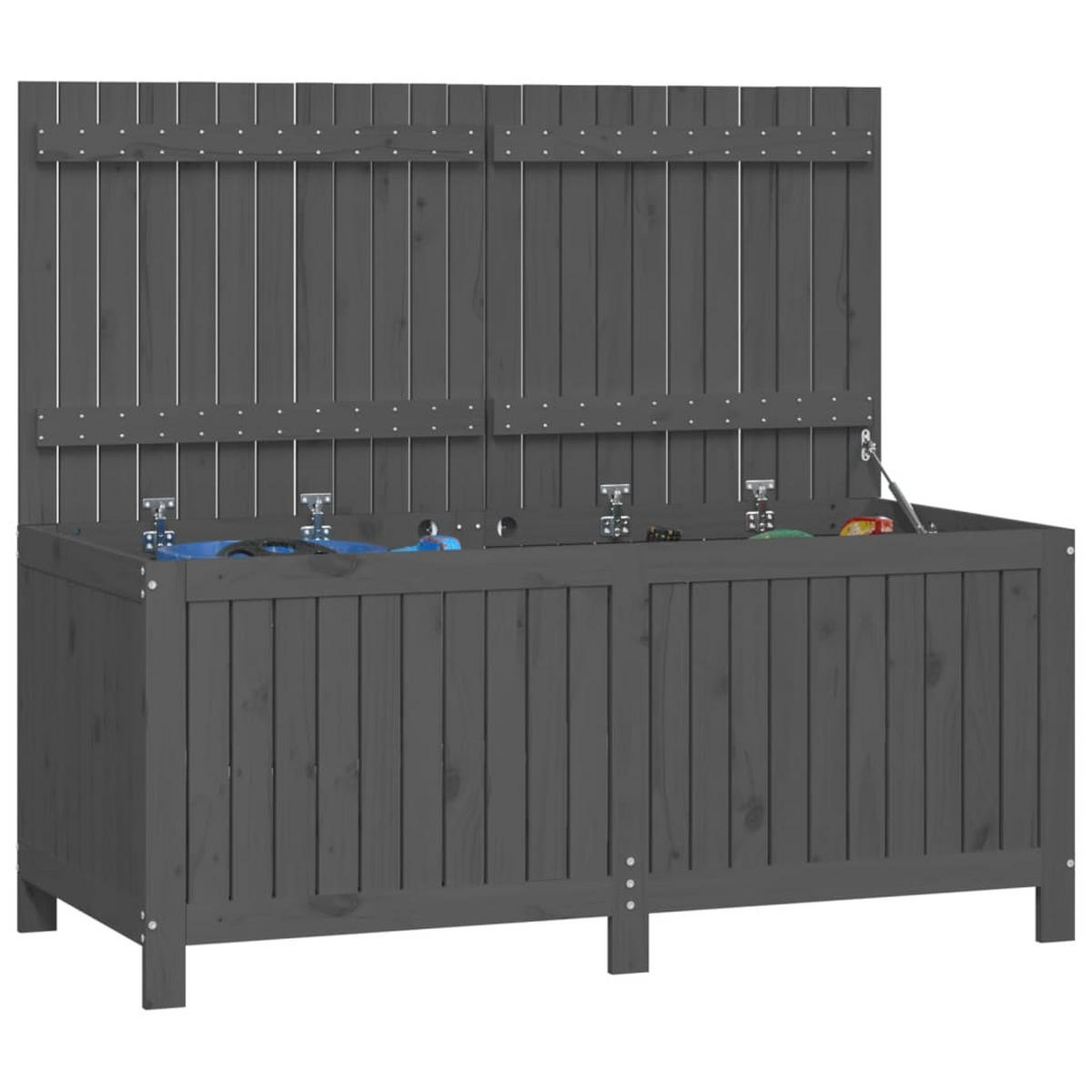 GARTENTRUHE Grau 147x68x64 cm Massivholz Kiefer - Grau, Holz (147/64/68cm) - furnicato