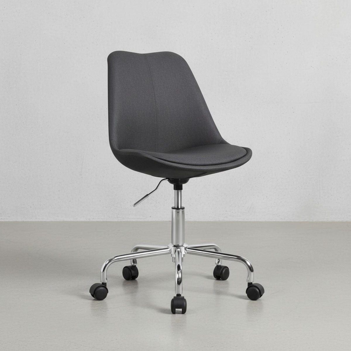 SCHALENSTUHL mit 360° Drehfunktion MESCHIO, Schwarz 65x65x94 cm - Silberfarben/Schwarz, Textil/Metall (65/94/65cm) - KADIMA DESIGN