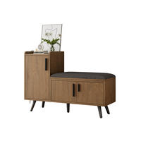 SCHUHSCHRANK mit drei Stauraumtüren und asymmetrischen Metallgriffen 100/34/69 cm - Schwarz/Naturfarben, Holzwerkstoff/Metall (100/68.5/34cm) - EVRYAE