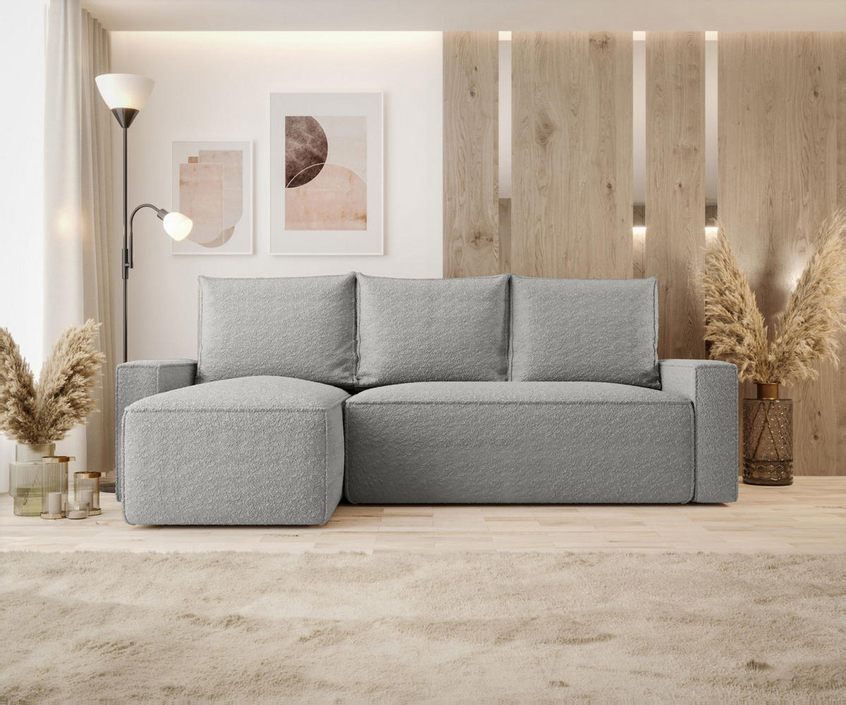 ECKSOFA mit Schlaffunktion SAVIO Quelle 83 Links - Grau, Textil (232/140cm) - Bedante