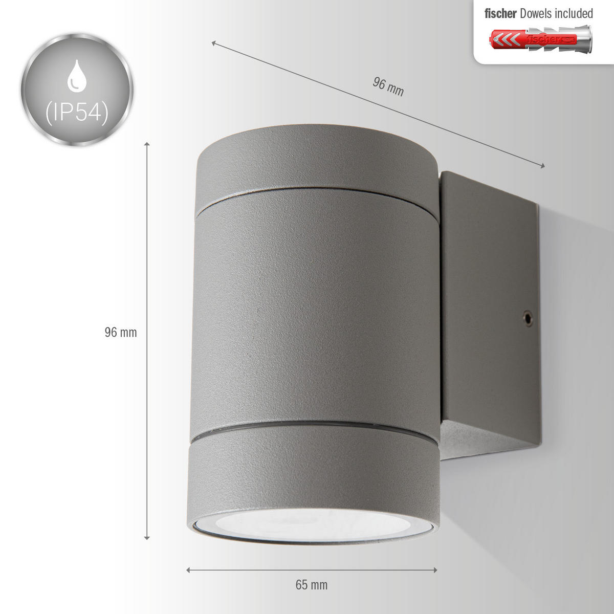 AUSSENLEUCHTE Lusiwa - Grau, Metall (9.6/9.6/6.5cm) - Paco Home