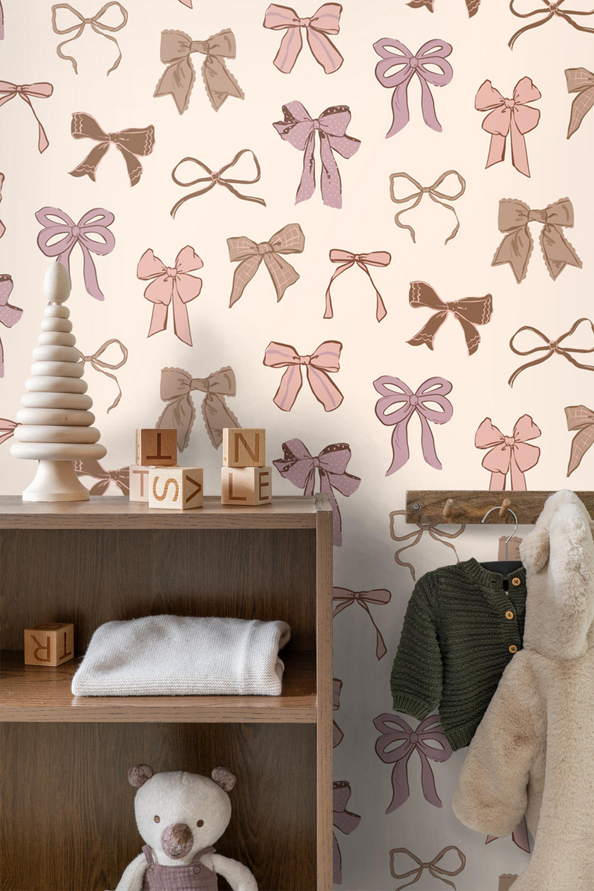 TAPETE kleine Schleifen 50 x 900 cm - Pink, Papier (50/0.1cm) - ESTAhome