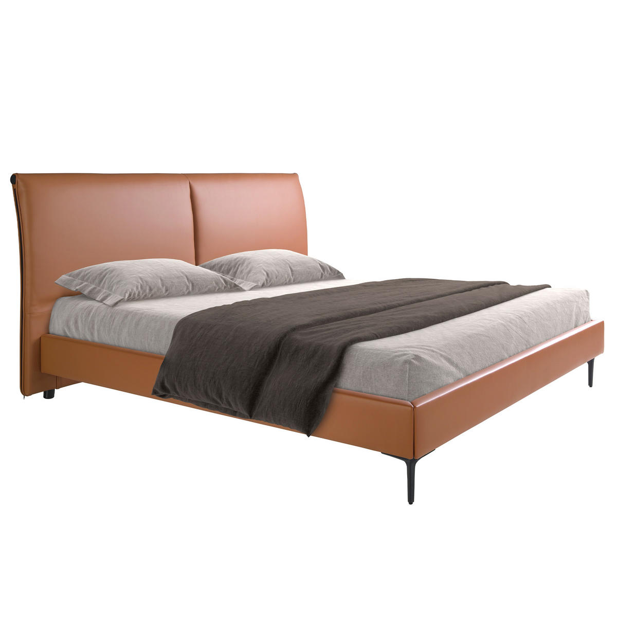 BETT Braun | Schwarz 205/212/110 cm - Schwarz/Braun, Leder (180/200cm) - ANGEL CERDA