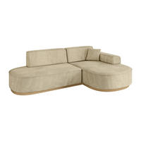 ECKSOFA Ottomane Rechts MARI-L1-v2 - 243x171x83 cm Beige Velours - Beige, Holzwerkstoff/Textil (171/243cm) - ALTDECOR