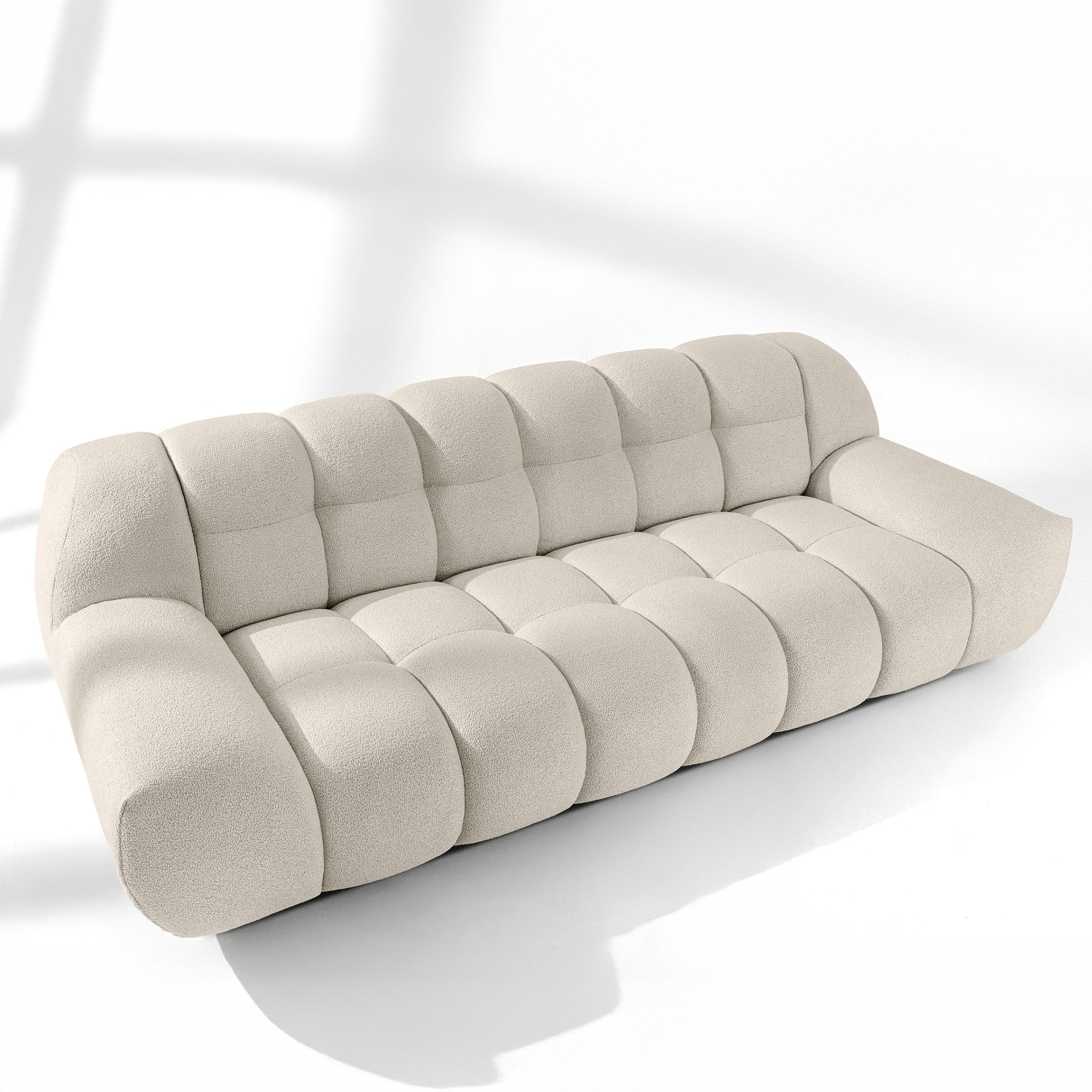 SITZGARNITUR VENA Bouclé, Weiß - Weiß, Holz/Textil (65/38/65cm) - KONSIMO®