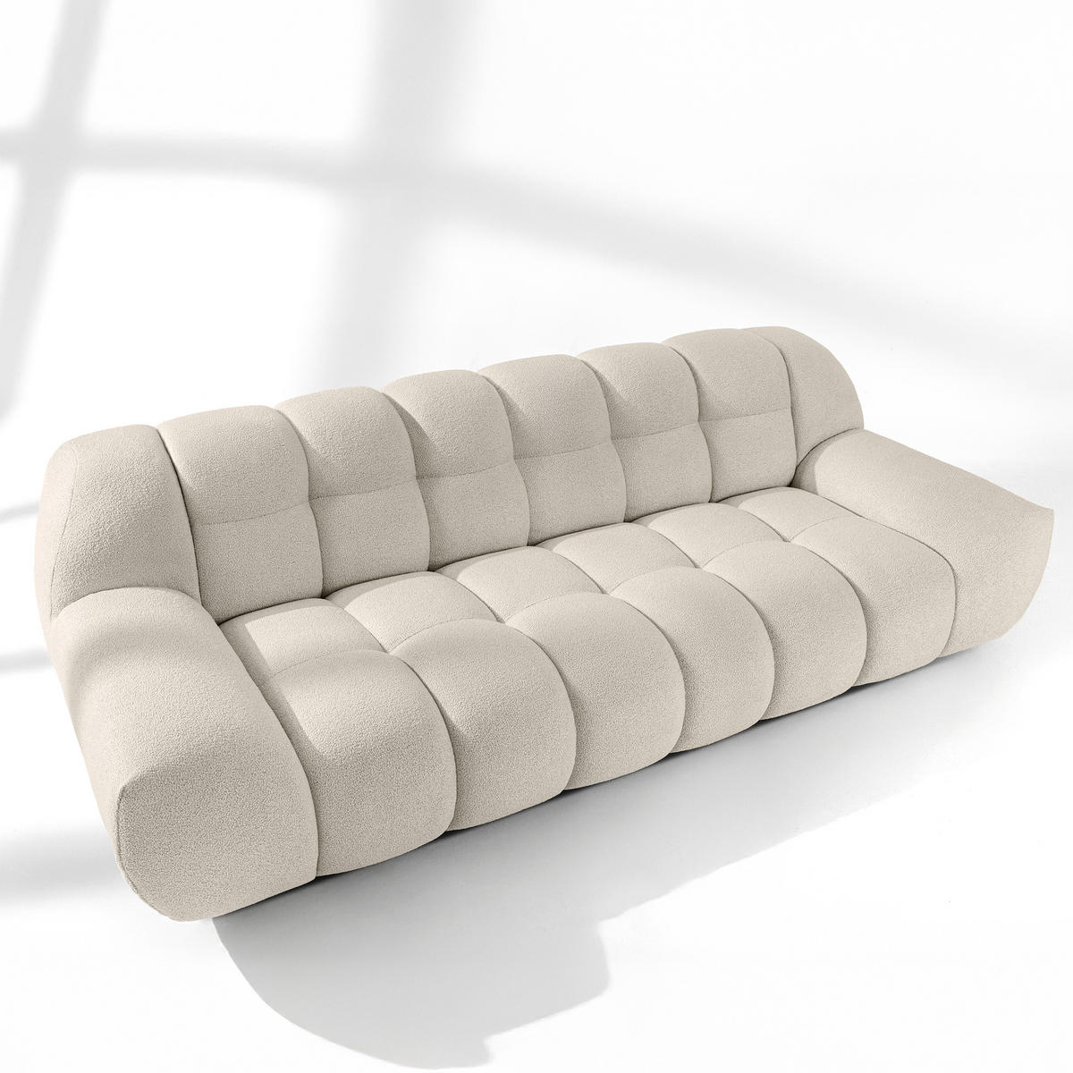 SITZGARNITUR VENA Bouclé, Weiß - Weiß, Holz/Textil (65/38/65cm) - KONSIMO®