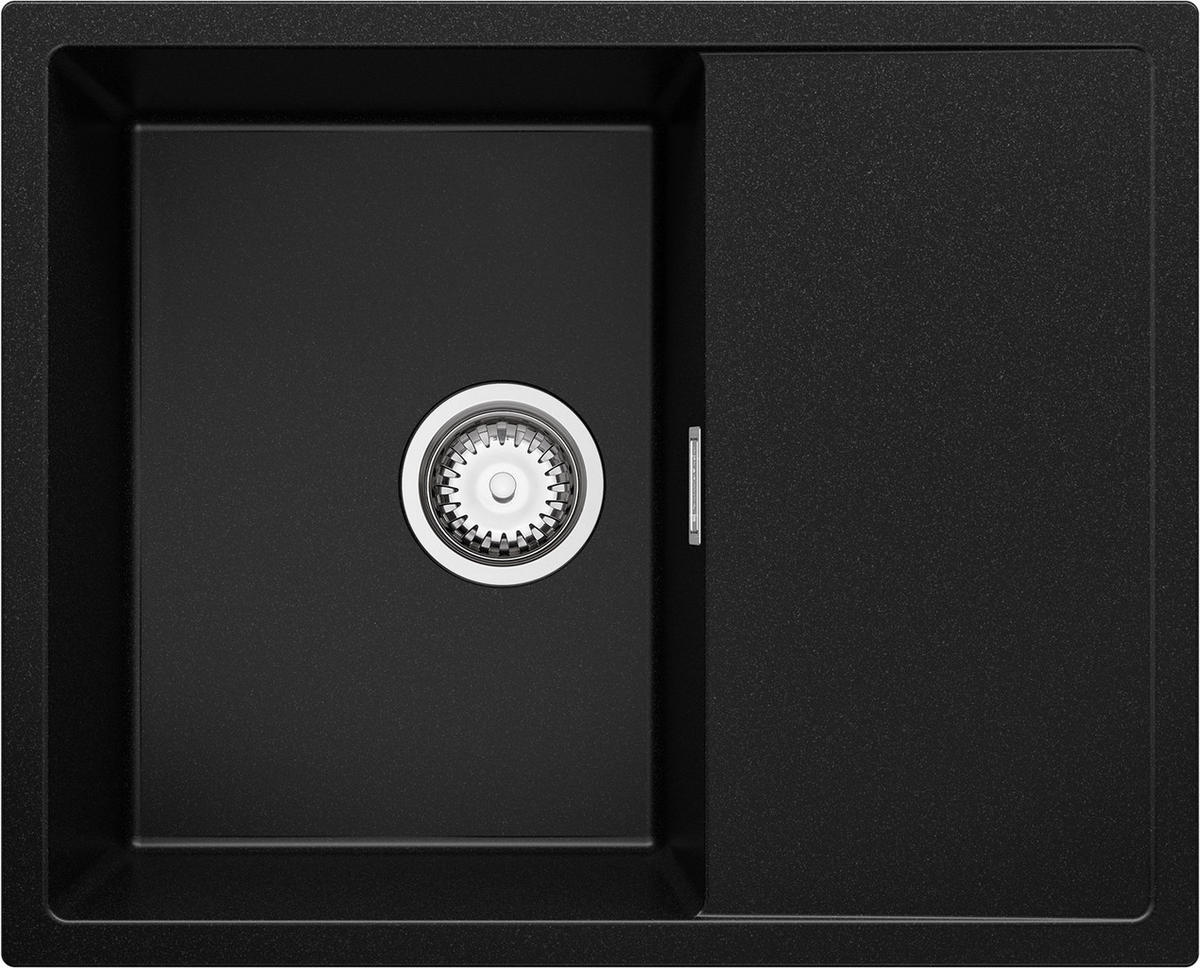 SPÜLBECKEN Ibiza, 2-er set Schwarz 62/50 cm 1 Becken + Ablauf-Set ab 45er Unterschrank - Chromfarben/Schwarz, Kunststoff (62/19/50cm) - Primagran