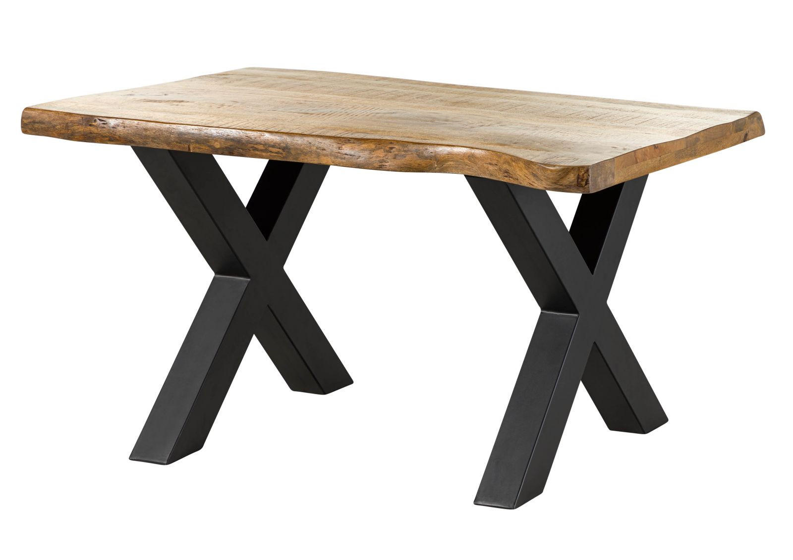 BAUMTISCH Mango 140x90x77 natur lackiert / X-Beine anthrazit matt FREEFORM 5 - Braun, Holz (90/140/77cm) - Massivmoebel24