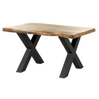 BAUMTISCH Mango 140x90x77 natur lackiert / X-Beine anthrazit matt FREEFORM 5 - Braun, Holz (90/140/77cm) - Massivmoebel24