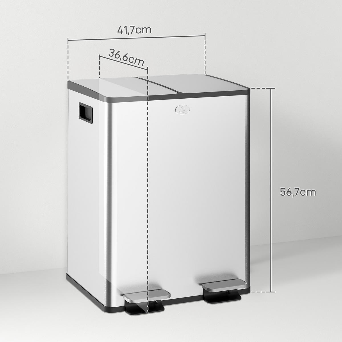 ABFALLEIMER Silberfarben 1 Stück - Silberfarben, Metall (36.6/56.7/41.7cm) - GiPP
