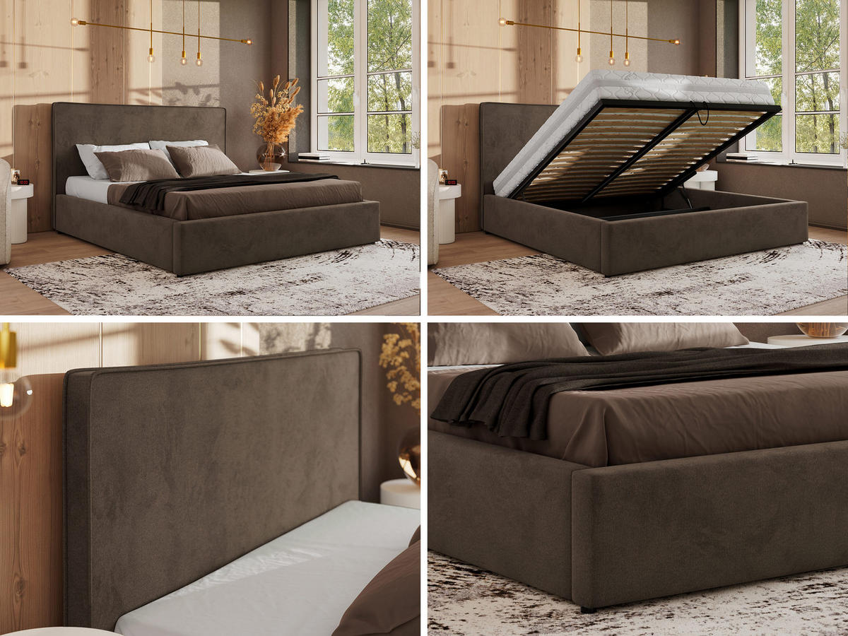 POLSTERBETT CORIVO CLASSIC 200/200 - Braun Velvet - Pocket-Matratze - Braun, Textil (200/200cm) - MKS